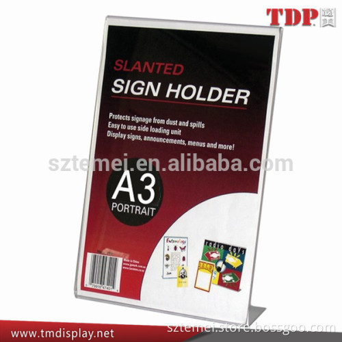L / T shape frame acrylic menu holder